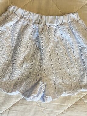 Bella bliss eyelet white cotton girls’ shorts
